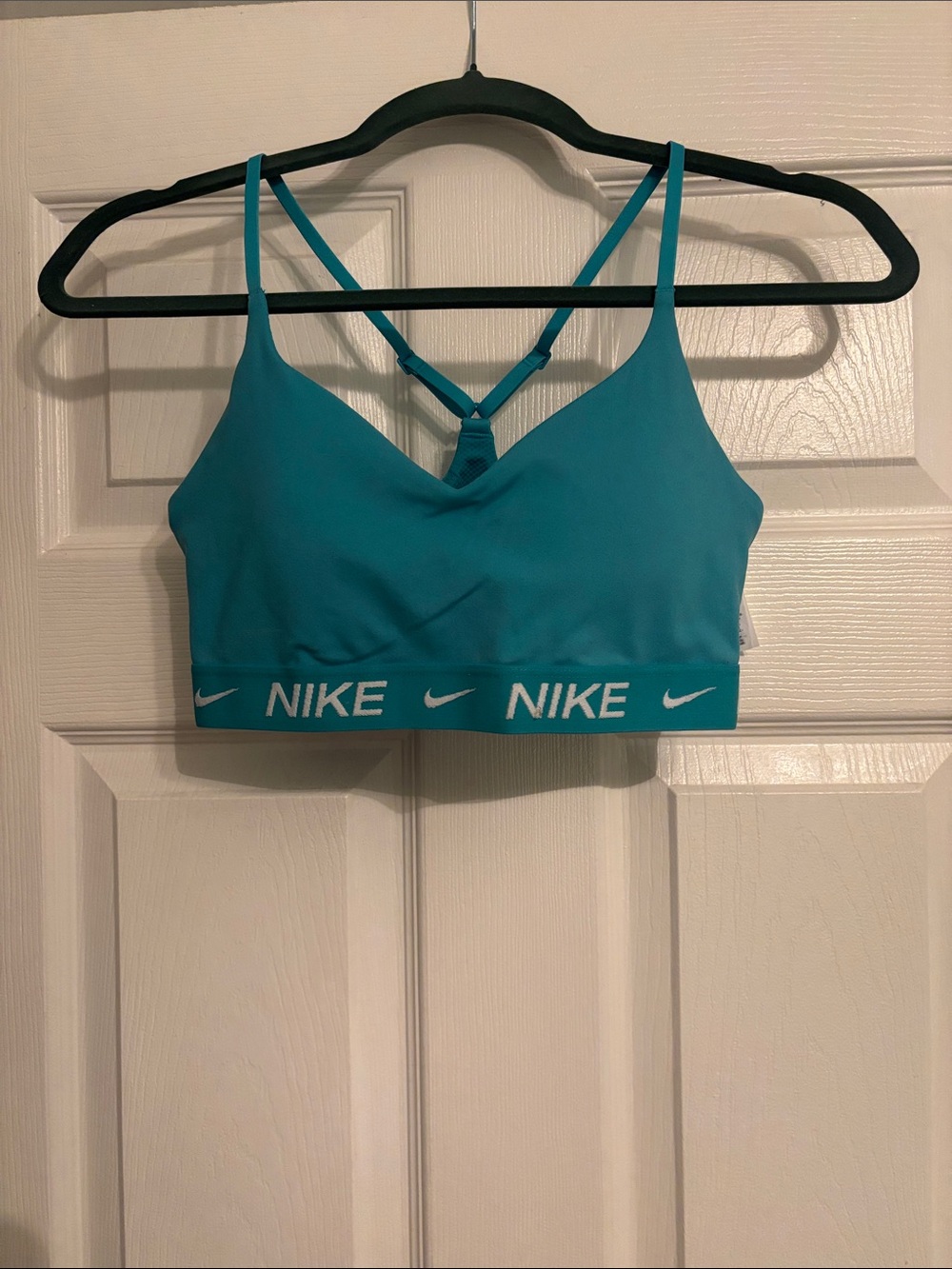 Nike Teal Strappy Sports Bra with Logo Band
